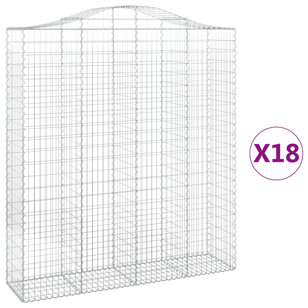 vidaXL Coșuri gabion arcuite, 18 buc 200x50x220/240cm, fier galvanizat