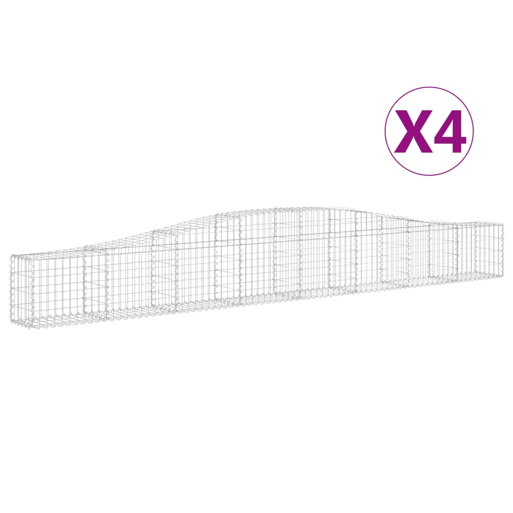vidaXL Coșuri gabion arcuite 4 buc, 400x30x40/60 cm, fier galvanizat