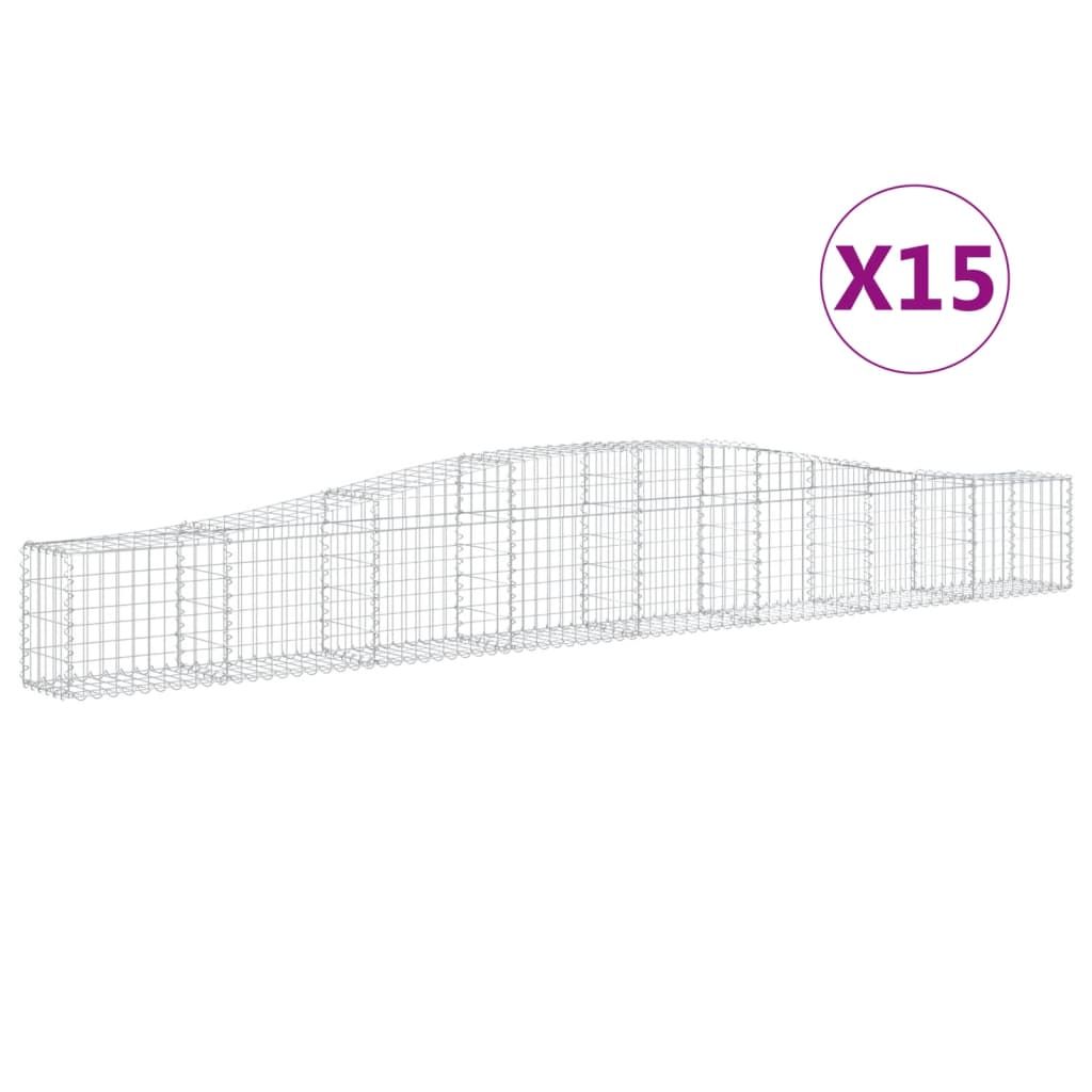 vidaXL Coșuri gabion arcuite 15 buc, 400x30x40/60 cm, fier galvanizat vidaXL Coșuri gabion arcuite 15 buc, 400x30x40/60 cm, fier galvanizat