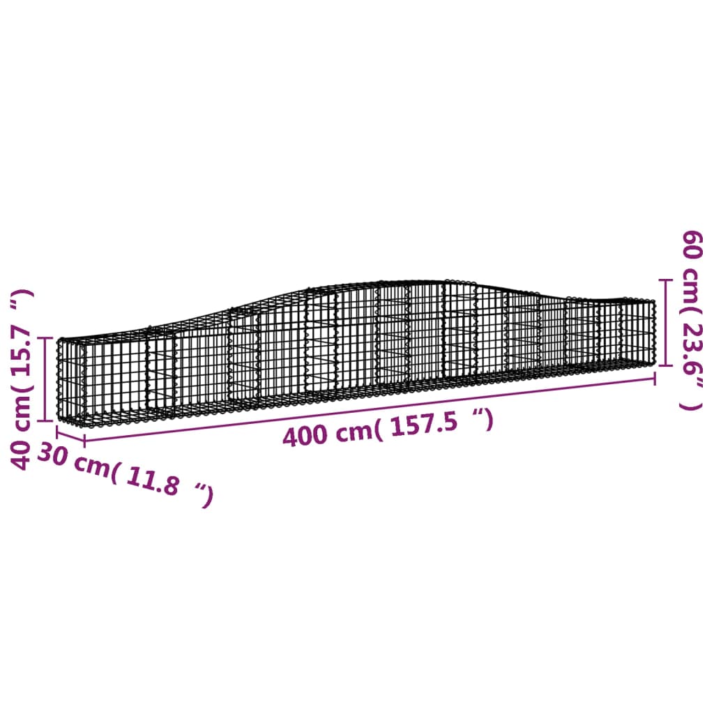 vidaXL Coșuri gabion arcuite 15 buc, 400x30x40/60 cm, fier galvanizat vidaXL Coșuri gabion arcuite 15 buc, 400x30x40/60 cm, fier galvanizat