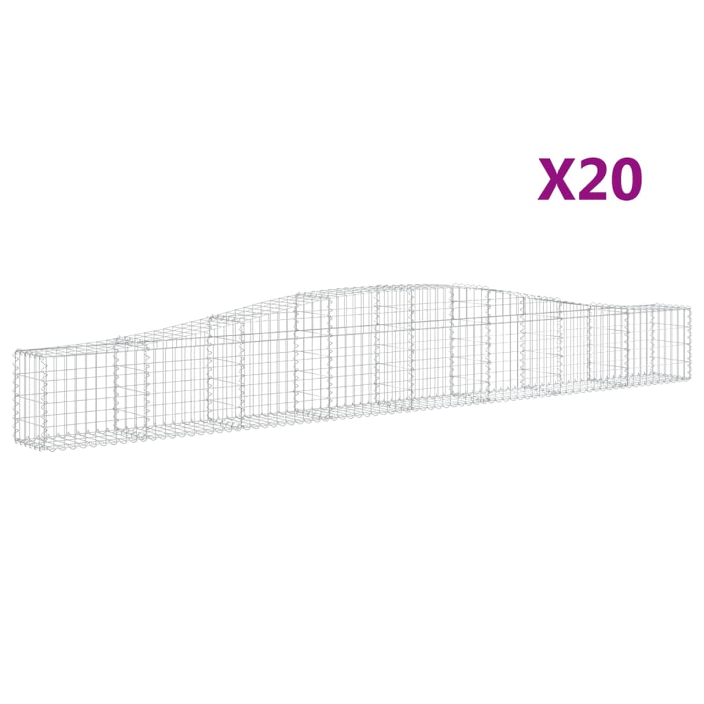 vidaXL Coșuri gabion arcuite 20 buc, 400x30x40/60 cm, fier galvanizat
