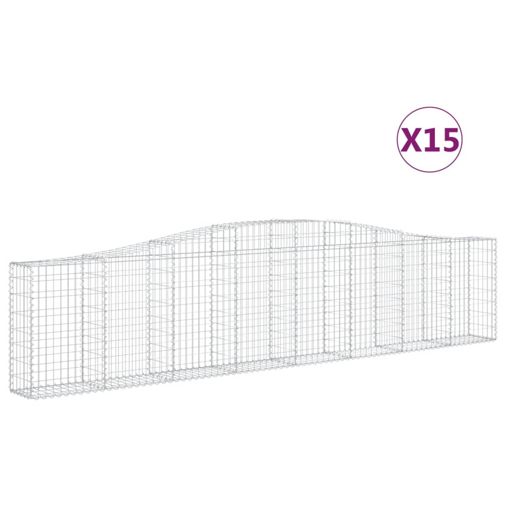 vidaXL Coșuri gabion arcuite 15 buc, 400x30x80/100 cm, fier galvanizat vidaXL Coșuri gabion arcuite 15 buc, 400x30x80/100 cm, fier galvanizat