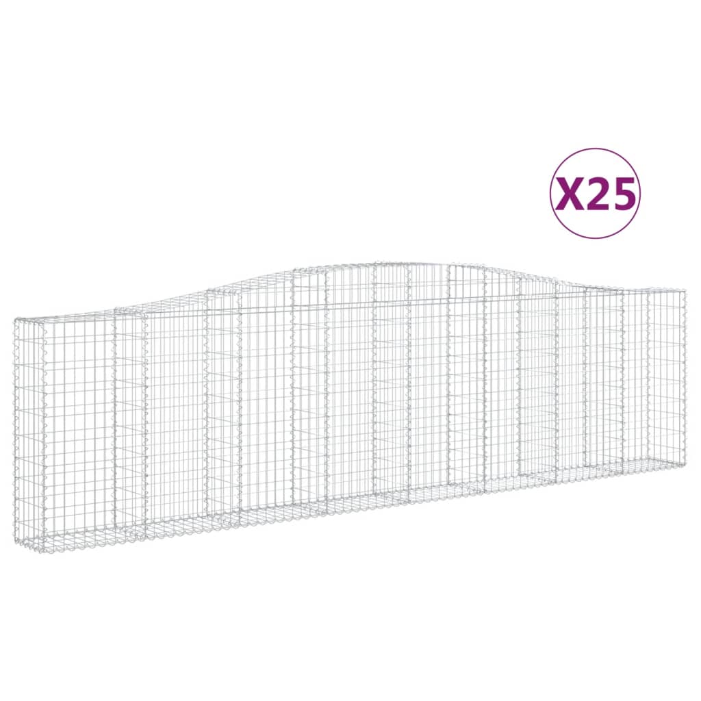 vidaXL Coșuri gabion arcuite 25 buc, 400x30x100/120 cm fier galvanizat