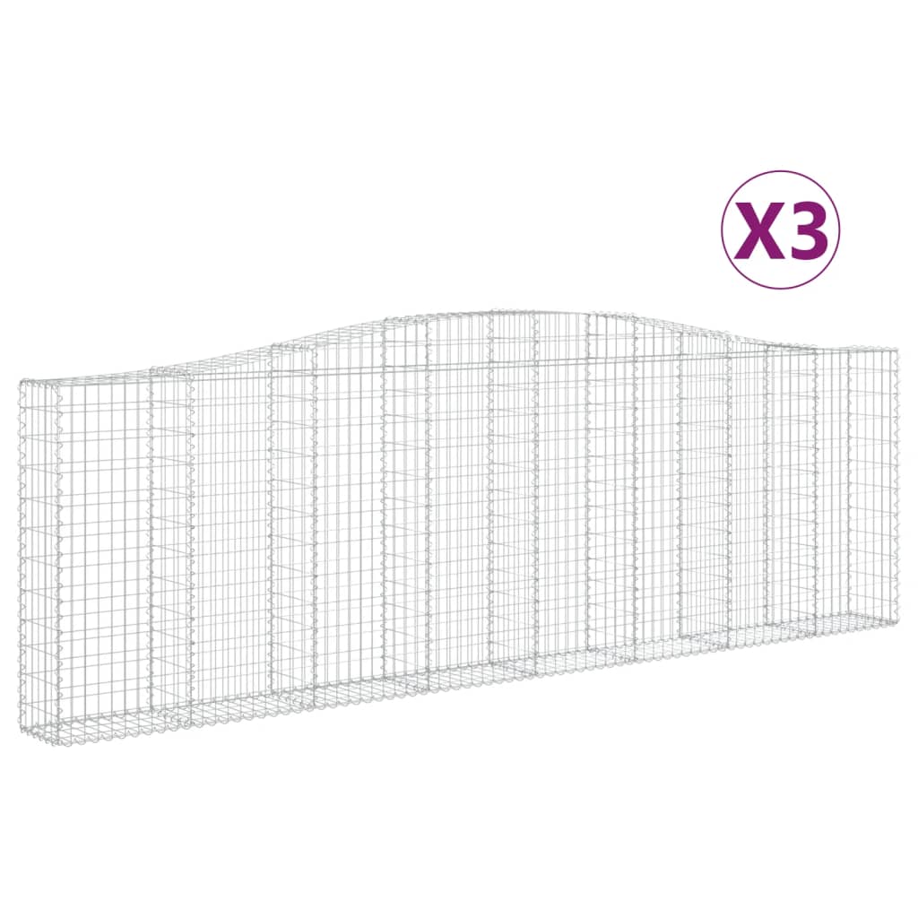 vidaXL Coșuri gabion arcuite 3 buc. 400x30x120/140cm fier galvanizat
