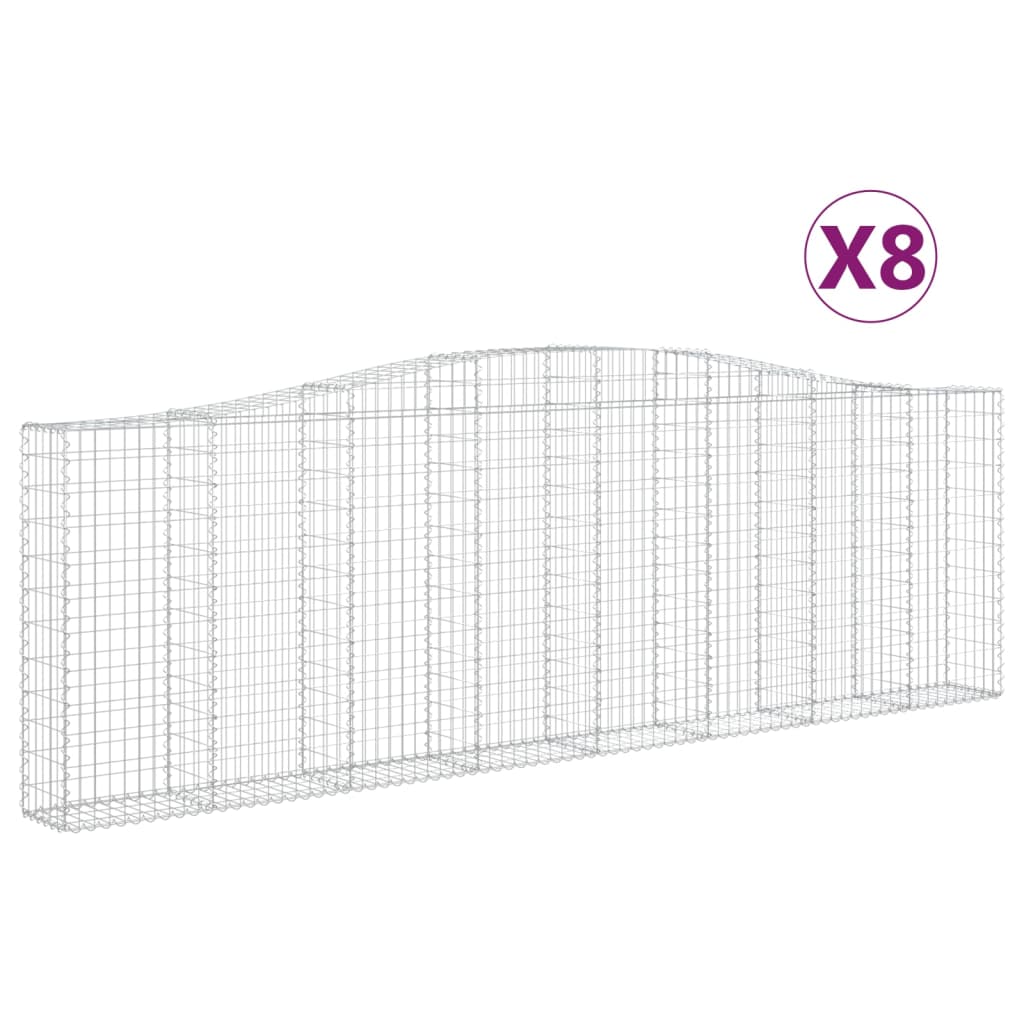 vidaXL Coșuri gabion arcuite 8 buc. 400x30x120/140 cm fier galvanizat