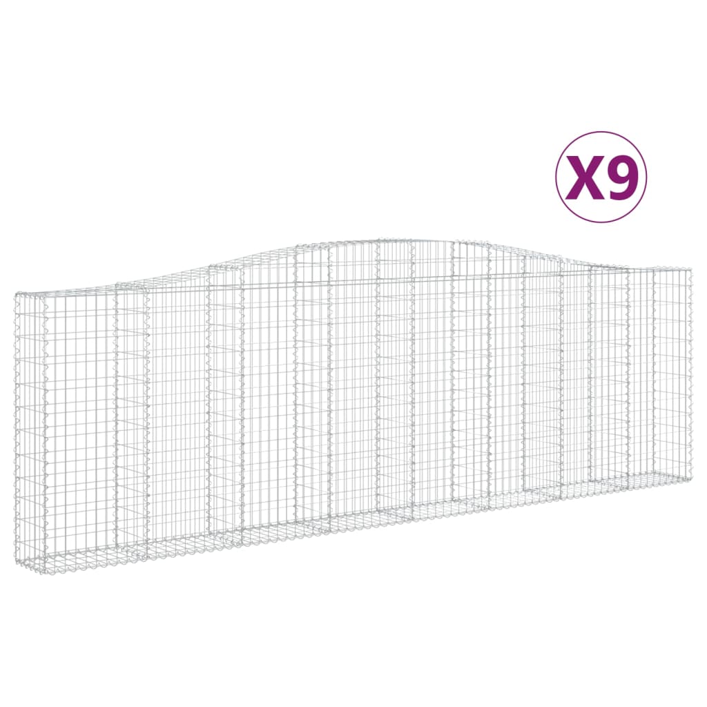 vidaXL Coșuri gabion arcuite 9 buc. 400x30x120/140 cm, fier galvanizat vidaXL Coșuri gabion arcuite 9 buc. 400x30x120/140 cm, fier galvanizat