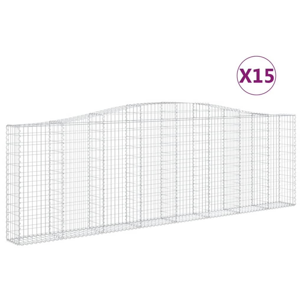vidaXL Coșuri gabion arcuite 15 buc. 400x30x120/140 cm fier galvanizat
