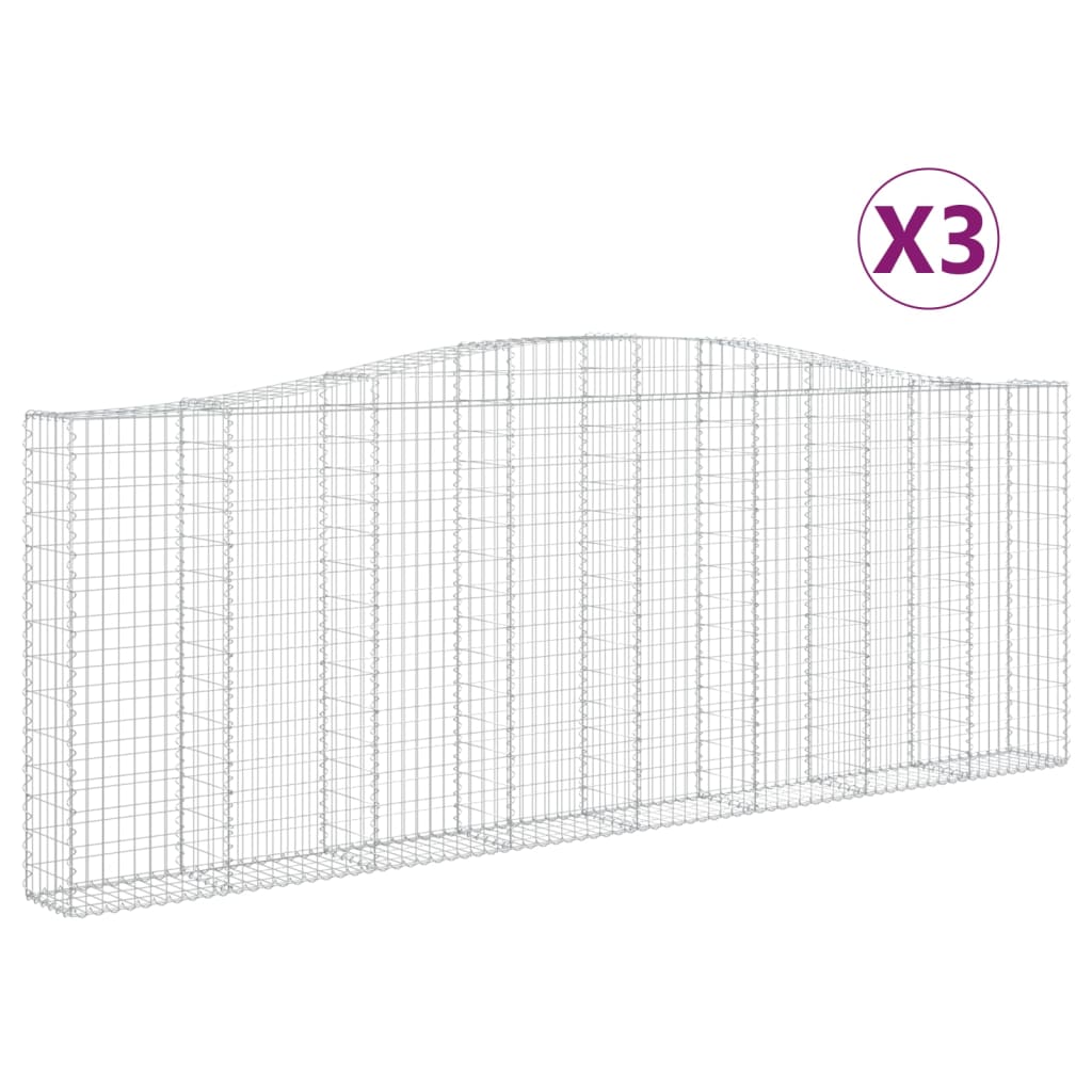 vidaXL Coșuri gabion arcuite 3 buc. 400x30x140/160 cm fier galvanizat