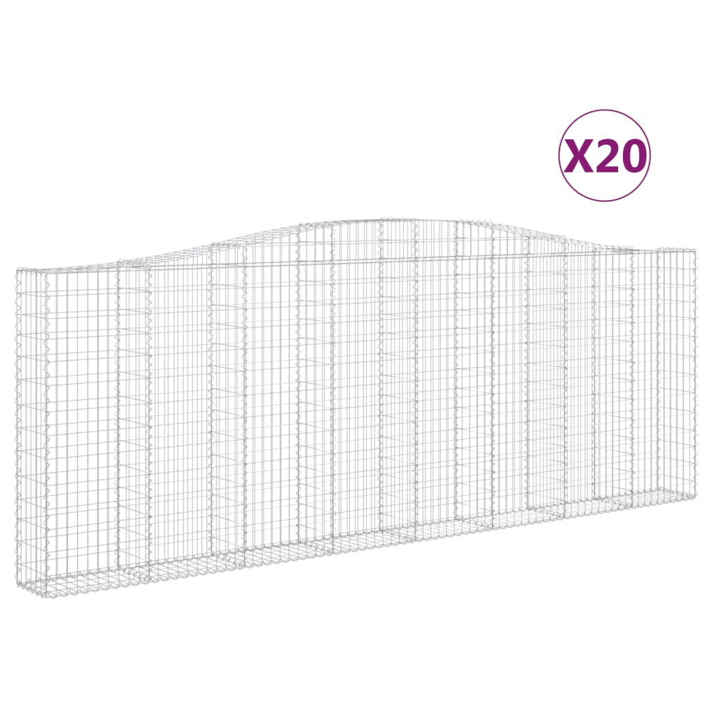 vidaXL Coșuri gabion arcuite 20 buc. 400x30x140/160 cm fier galvanizat