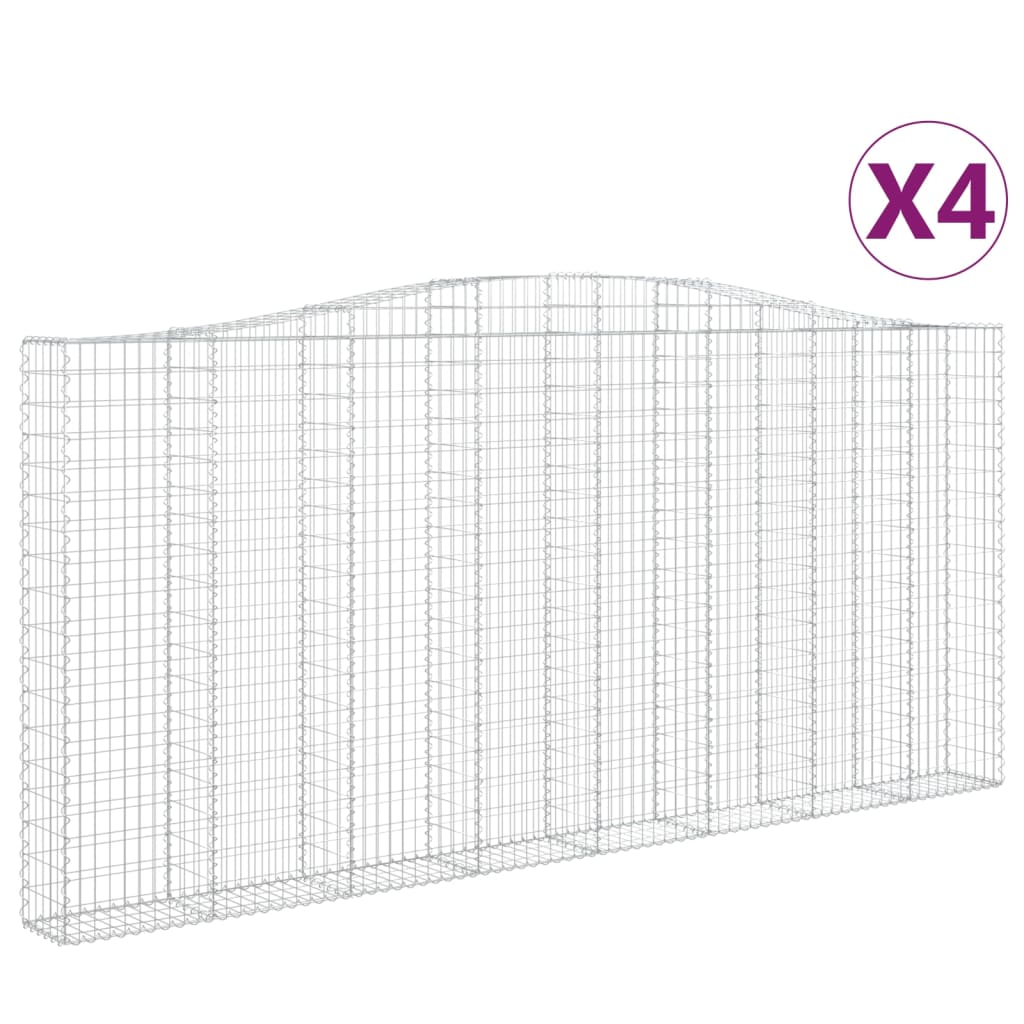vidaXL Coșuri gabion arcuite 4 buc, 400x30x180/200 cm, fier galvanizat vidaXL Coșuri gabion arcuite 4 buc, 400x30x180/200 cm, fier galvanizat