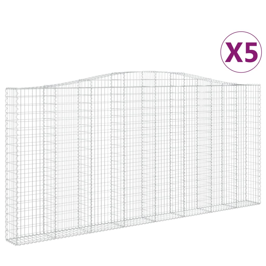 vidaXL Coșuri gabion arcuite 5 buc, 400x30x180/200 cm, fier galvanizat vidaXL Coșuri gabion arcuite 5 buc, 400x30x180/200 cm, fier galvanizat