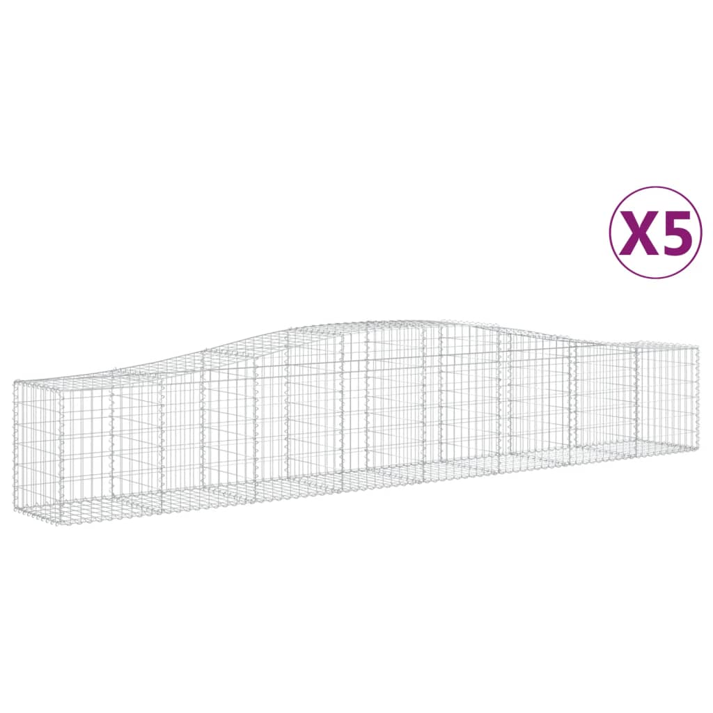 vidaXL Coșuri gabion arcuite 5 buc, 400x50x60/80 cm, fier galvanizat