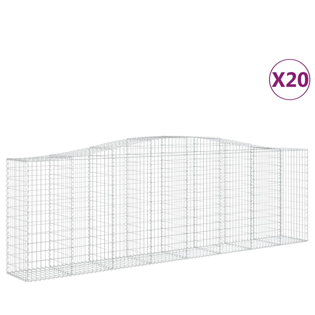 vidaXL Coșuri gabion arcuite 20 buc, 400x50x120/140cm, fier galvanizat