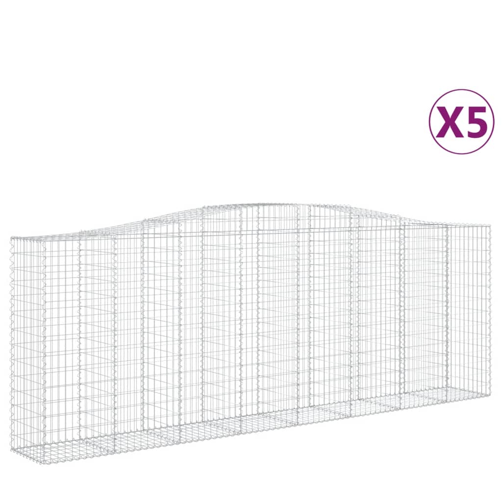vidaXL Coșuri gabion arcuite 5 buc, 400x50x140/160 cm, fier galvanizat