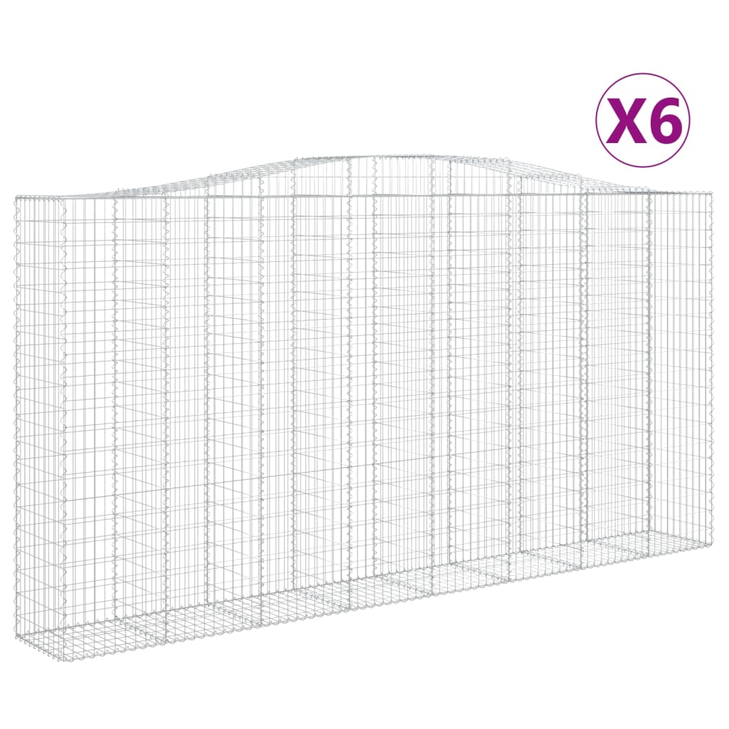 vidaXL Coșuri gabion arcuite, 6 buc 400x50x200/220 cm, fier galvanizat