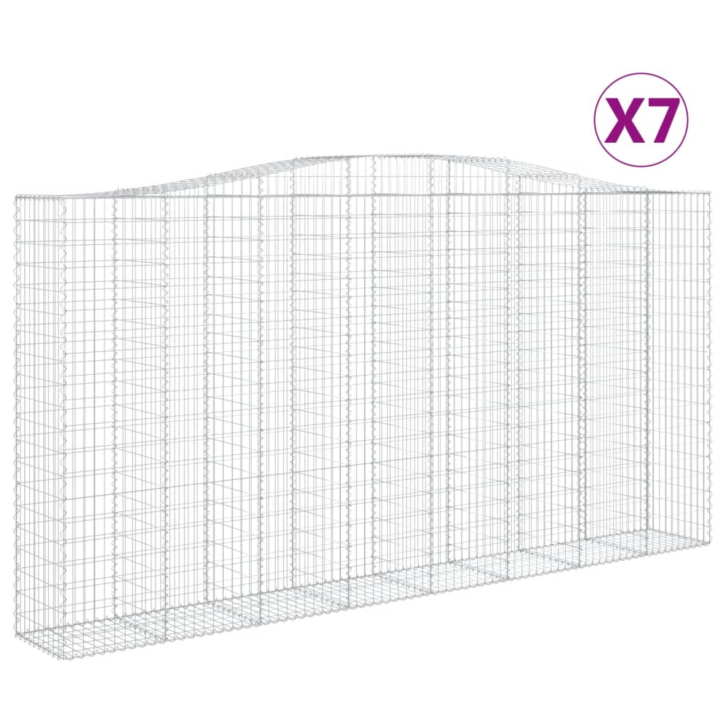vidaXL Coșuri gabion arcuite, 7 buc 400x50x200/220 cm, fier galvanizat