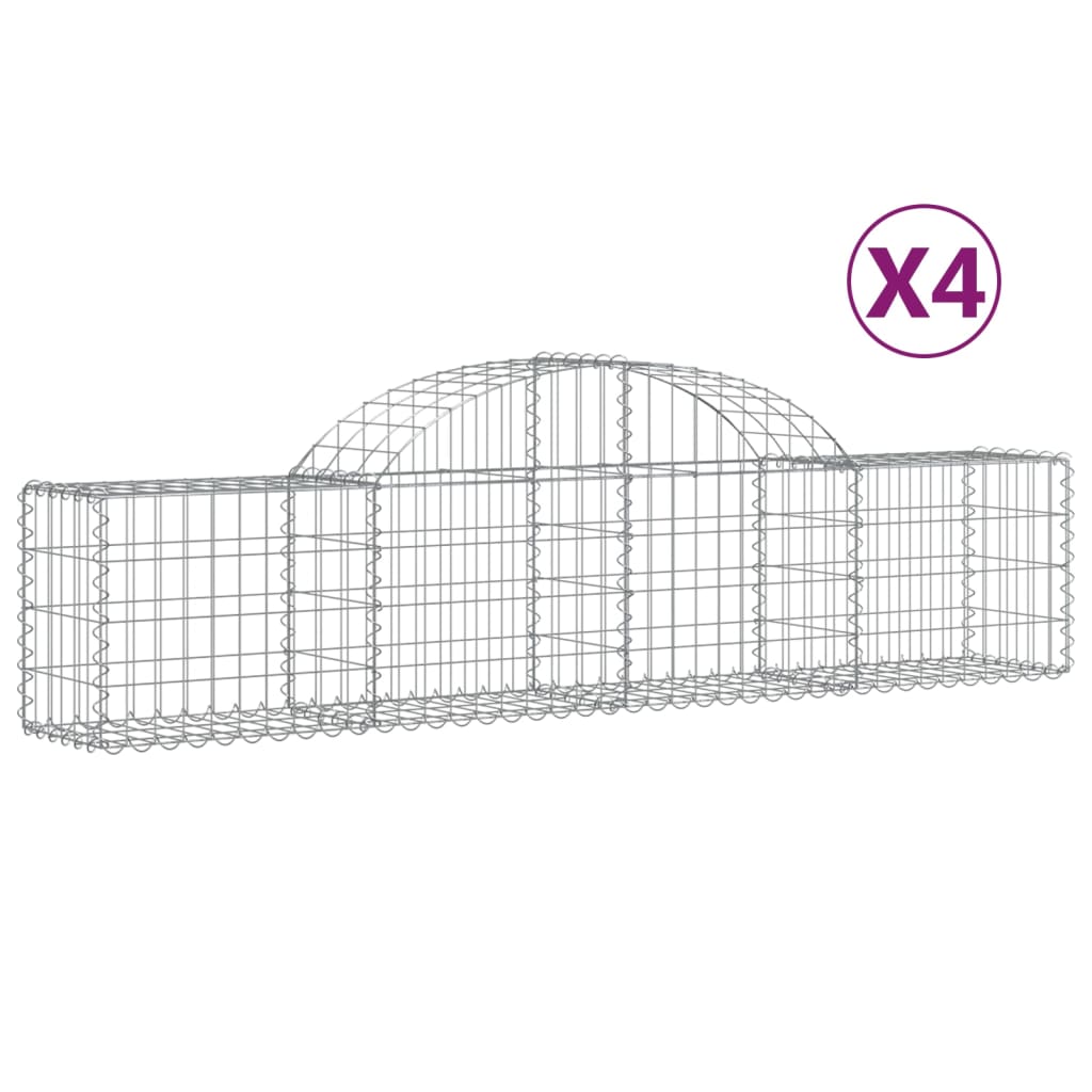 vidaXL Coșuri gabion arcuite 4 buc, 200x30x40/60 cm, fier galvanizat