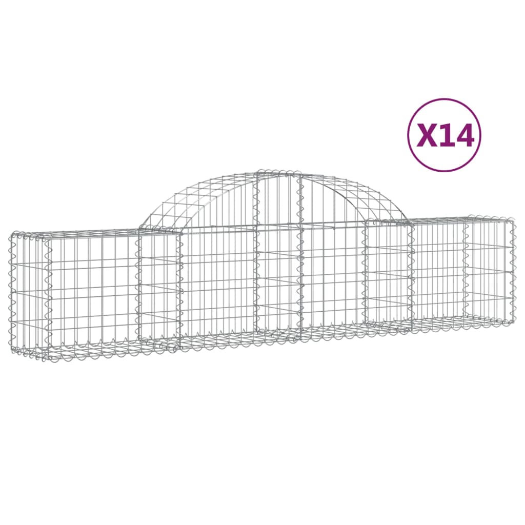 vidaXL Coșuri gabion arcuite 14 buc, 200x30x40/60 cm, fier galvanizat vidaXL Coșuri gabion arcuite 14 buc, 200x30x40/60 cm, fier galvanizat