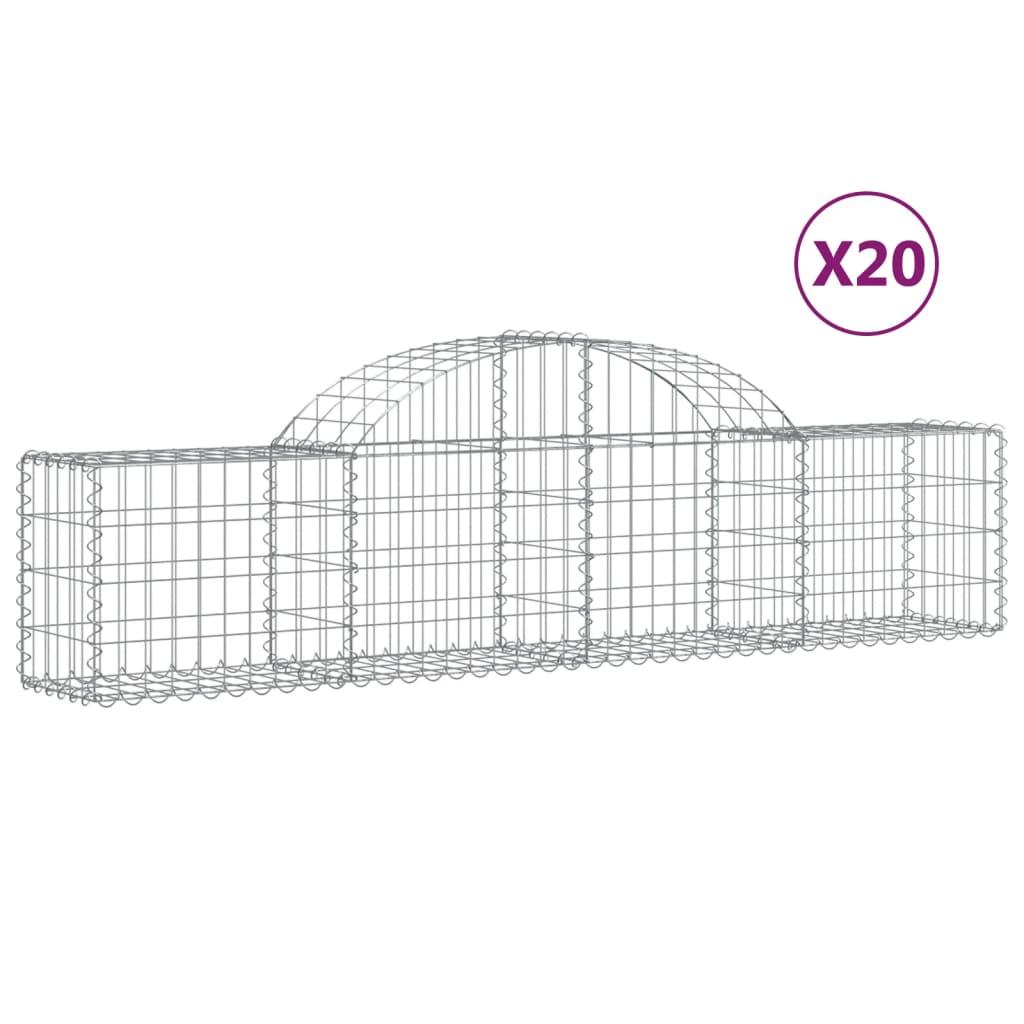 vidaXL Coșuri gabion arcuite 20 buc, 200x30x40/60 cm, fier galvanizat vidaXL Coșuri gabion arcuite 20 buc, 200x30x40/60 cm, fier galvanizat