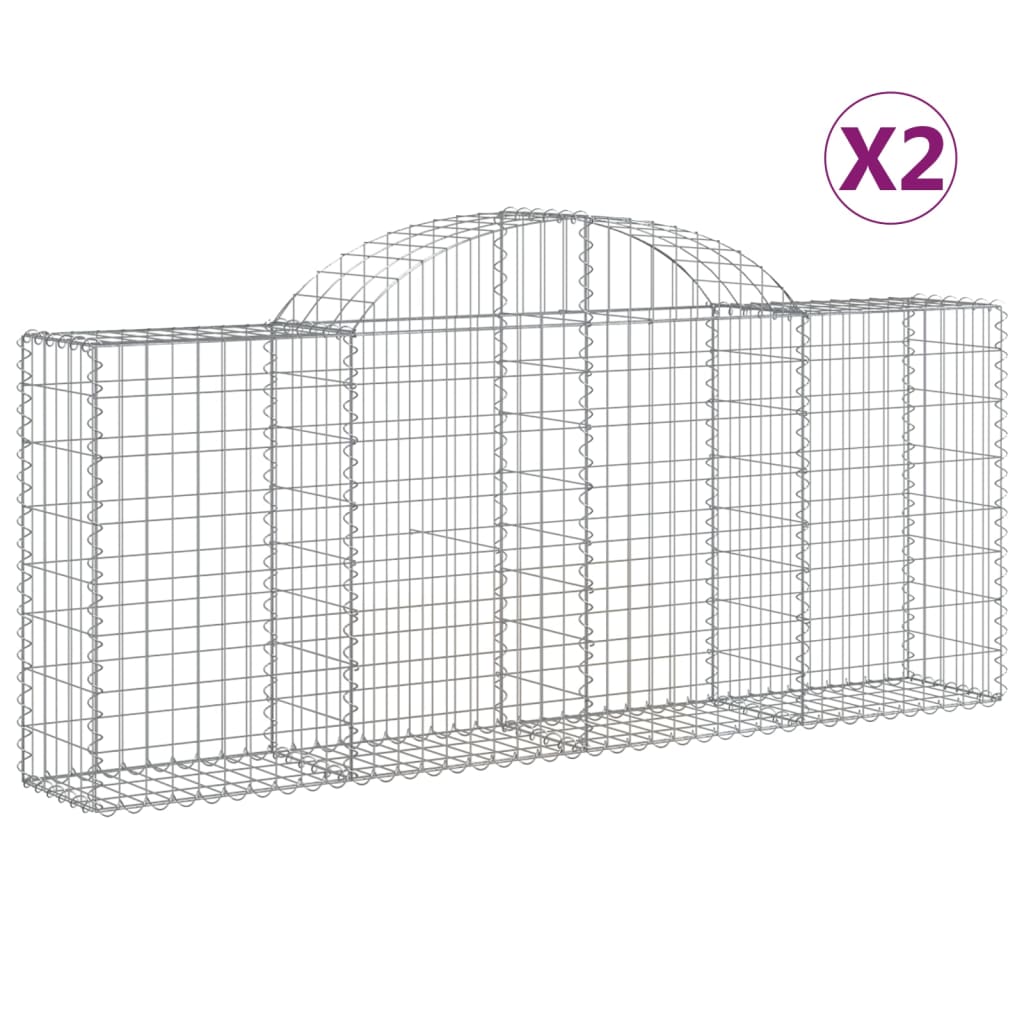 vidaXL Coșuri gabion arcuite 2 buc, 200x30x80/100cm, fier galvanizat vidaXL Coșuri gabion arcuite 2 buc, 200x30x80/100cm, fier galvanizat
