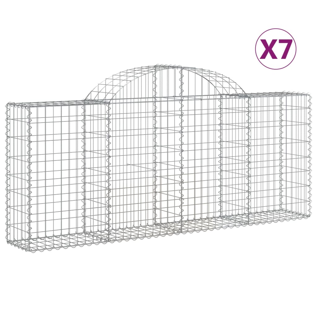 vidaXL Coșuri gabion arcuite 7 buc, 200x30x80/100cm, fier galvanizat vidaXL Coșuri gabion arcuite 7 buc, 200x30x80/100cm, fier galvanizat