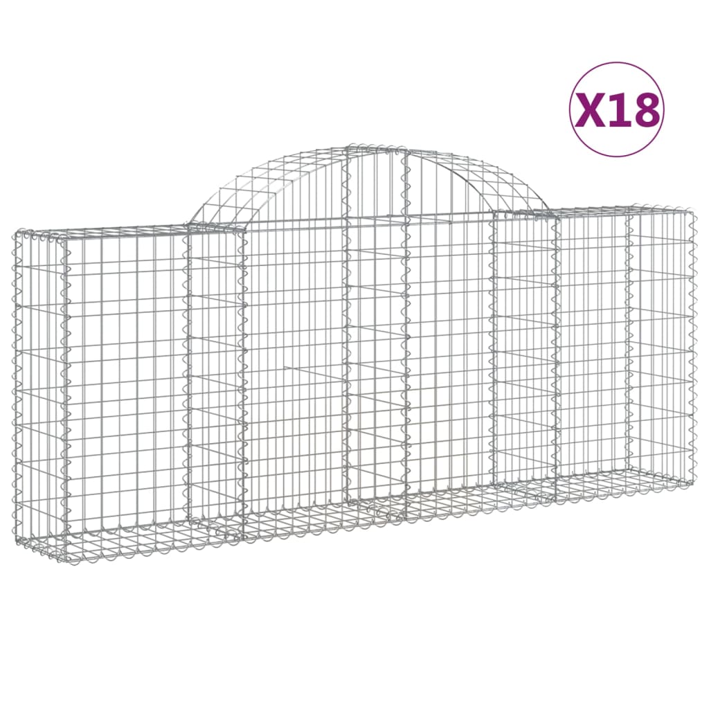 vidaXL Coșuri gabion arcuite 18 buc, 200x30x80/100cm, fier galvanizat vidaXL Coșuri gabion arcuite 18 buc, 200x30x80/100cm, fier galvanizat