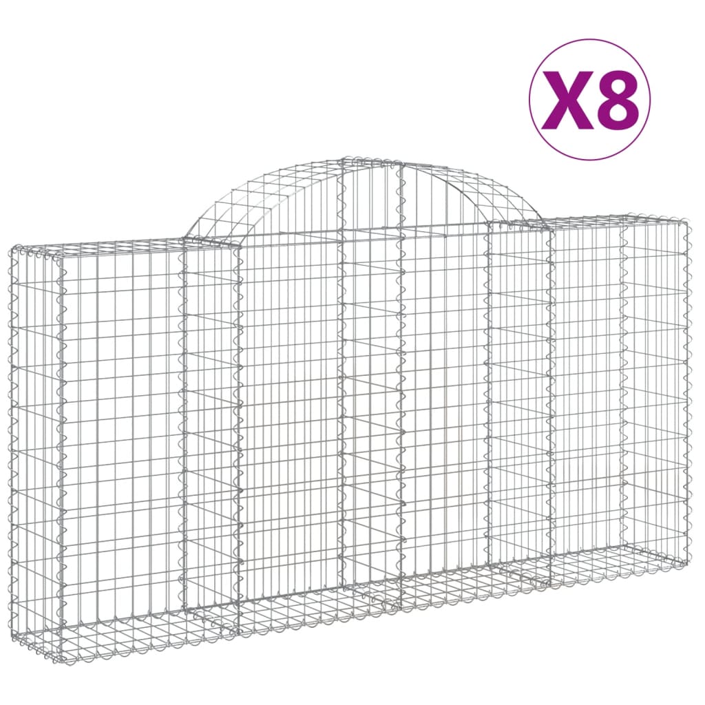 vidaXL Coșuri gabion arcuite 8 buc, 200x30x100/120 cm fier galvanizat vidaXL Coșuri gabion arcuite 8 buc, 200x30x100/120 cm fier galvanizat