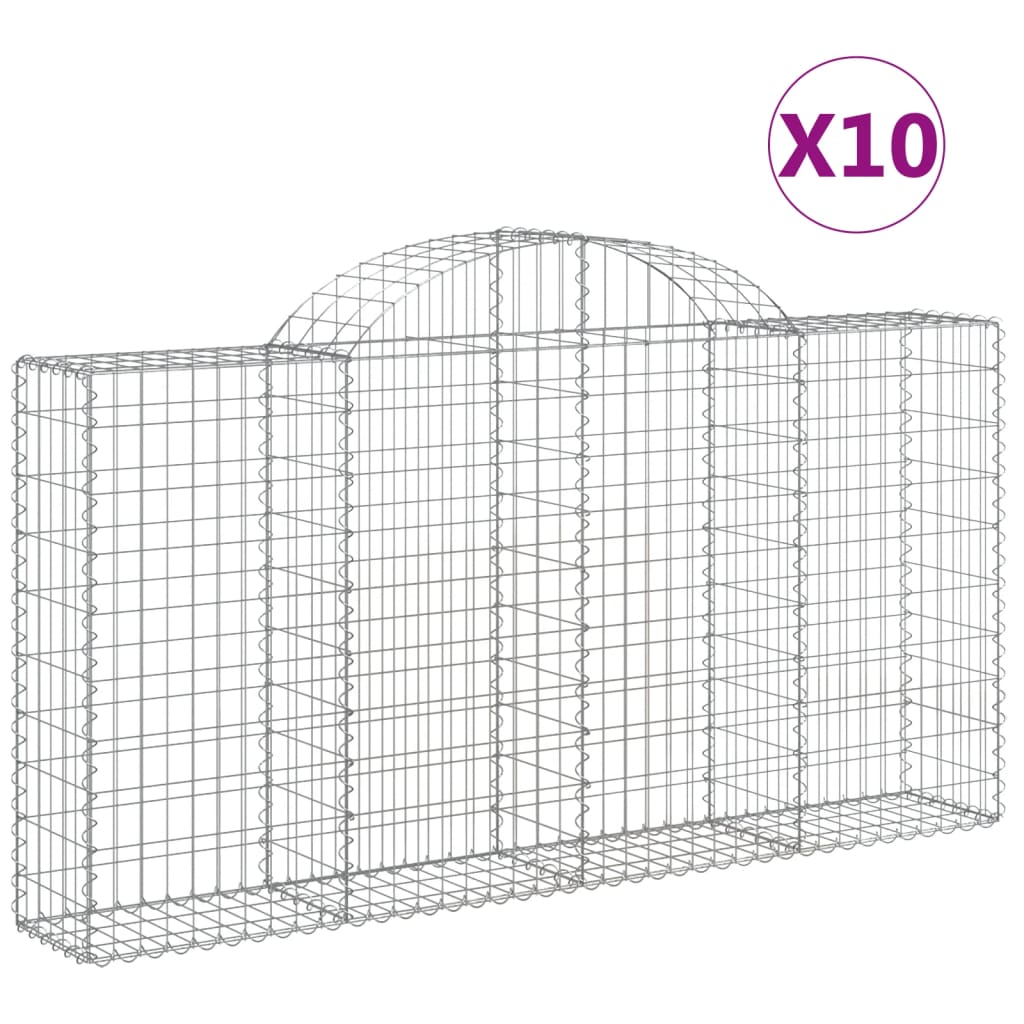 vidaXL Coșuri gabion arcuite 10 buc, 200x30x100/120 cm fier galvanizat vidaXL Coșuri gabion arcuite 10 buc, 200x30x100/120 cm fier galvanizat
