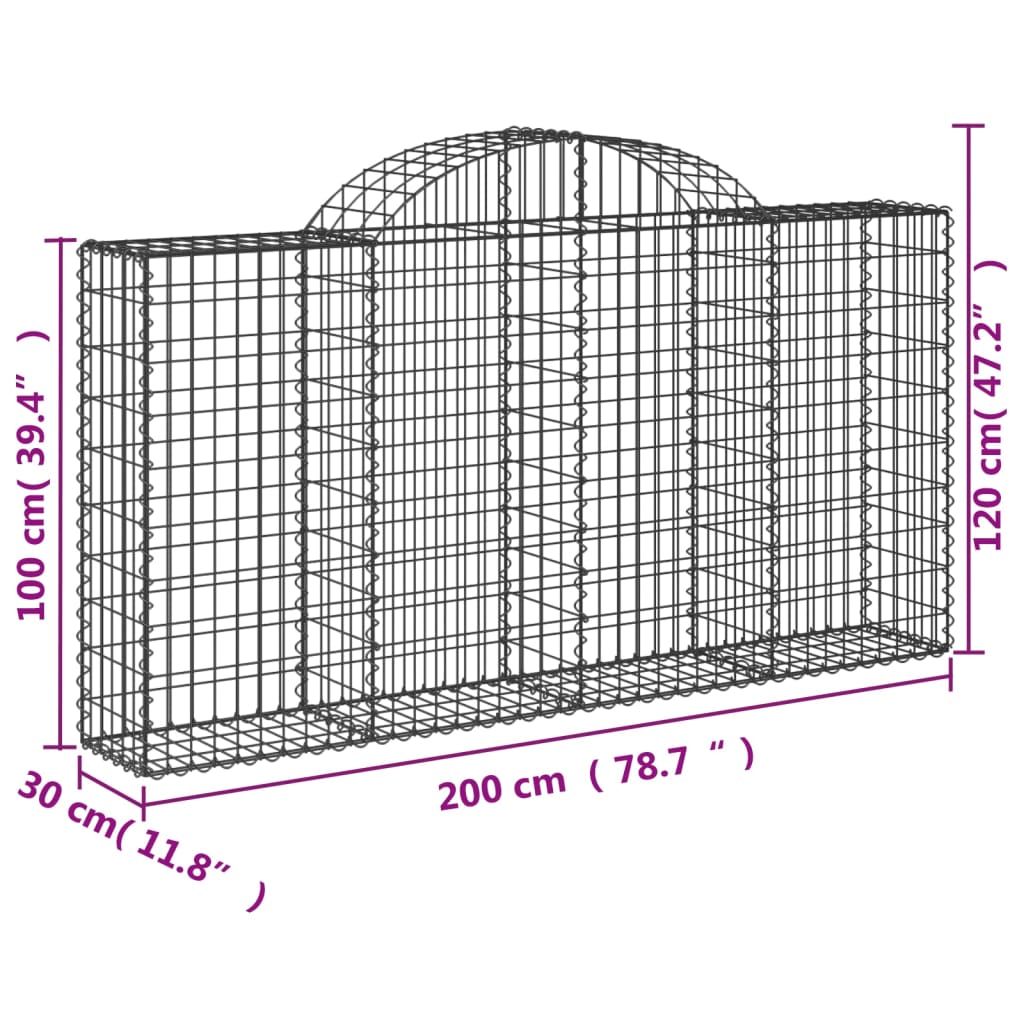 vidaXL Coșuri gabion arcuite 11 buc, 200x30x100/120 cm fier galvanizat vidaXL Coșuri gabion arcuite 11 buc, 200x30x100/120 cm fier galvanizat