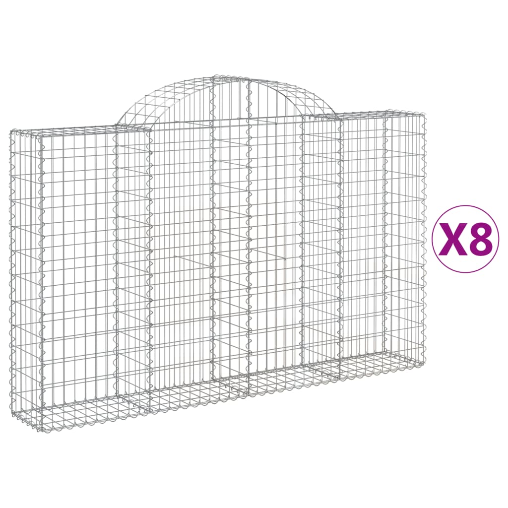 vidaXL Coșuri gabion arcuite 8 buc, 200x30x120/140 cm, fier galvanizat vidaXL Coșuri gabion arcuite 8 buc, 200x30x120/140 cm, fier galvanizat