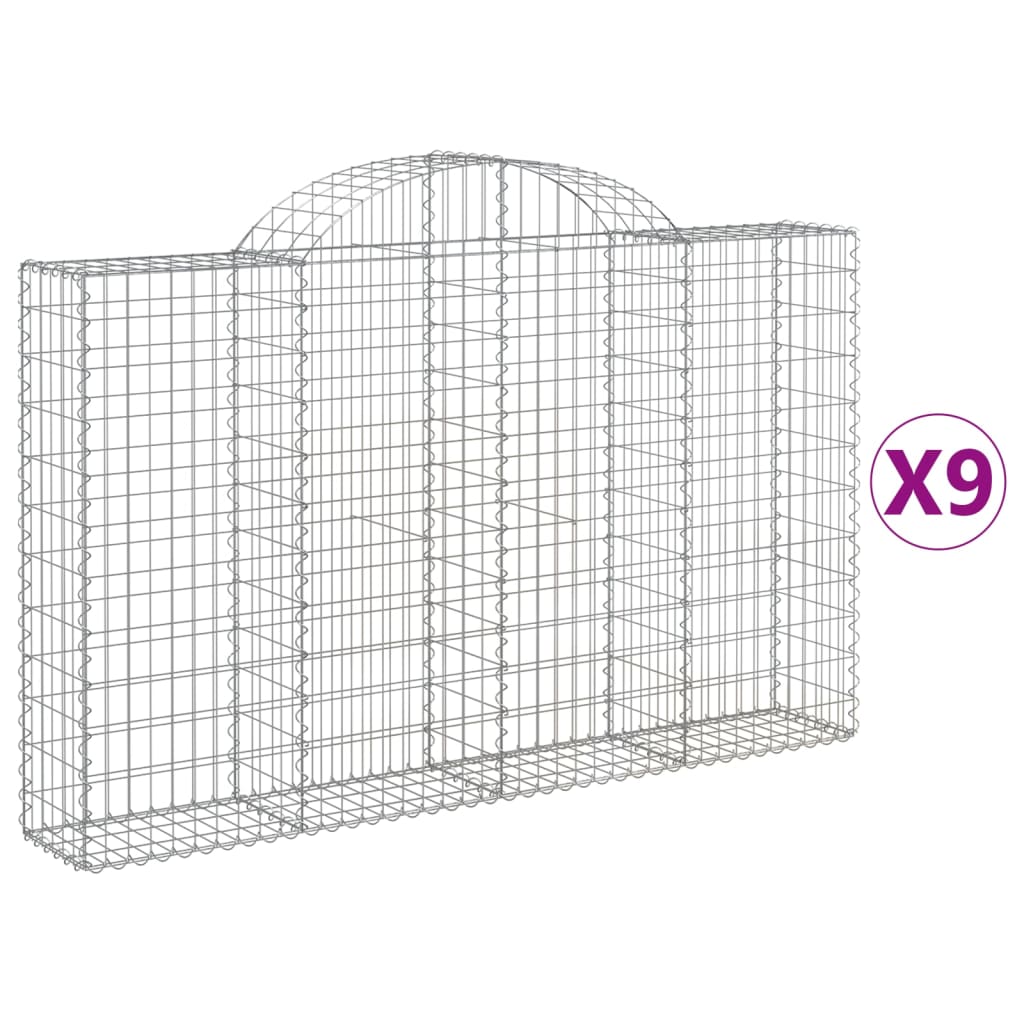 vidaXL Coșuri gabion arcuite 9 buc, 200x30x120/140 cm, fier galvanizat vidaXL Coșuri gabion arcuite 9 buc, 200x30x120/140 cm, fier galvanizat