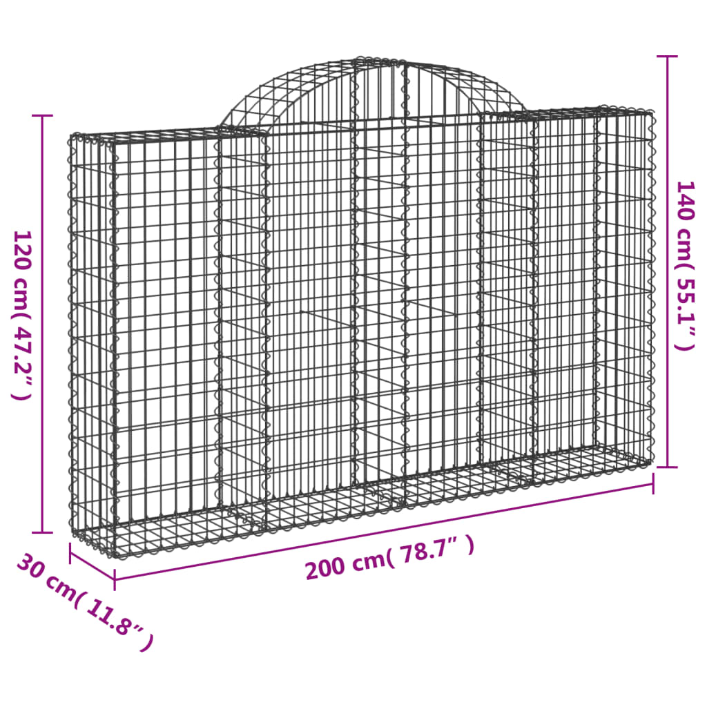 vidaXL Coșuri gabion arcuite 18 buc, 200x30x120/140cm, fier galvanizat vidaXL Coșuri gabion arcuite 18 buc, 200x30x120/140cm, fier galvanizat
