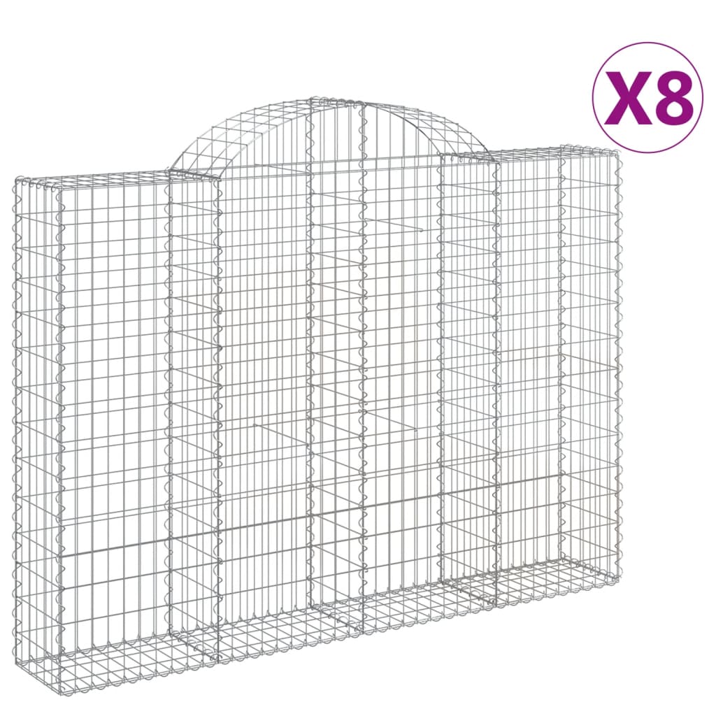 vidaXL Coșuri gabion arcuite 8 buc, 200x30x140/160cm, fier galvanizat vidaXL Coșuri gabion arcuite 8 buc, 200x30x140/160cm, fier galvanizat
