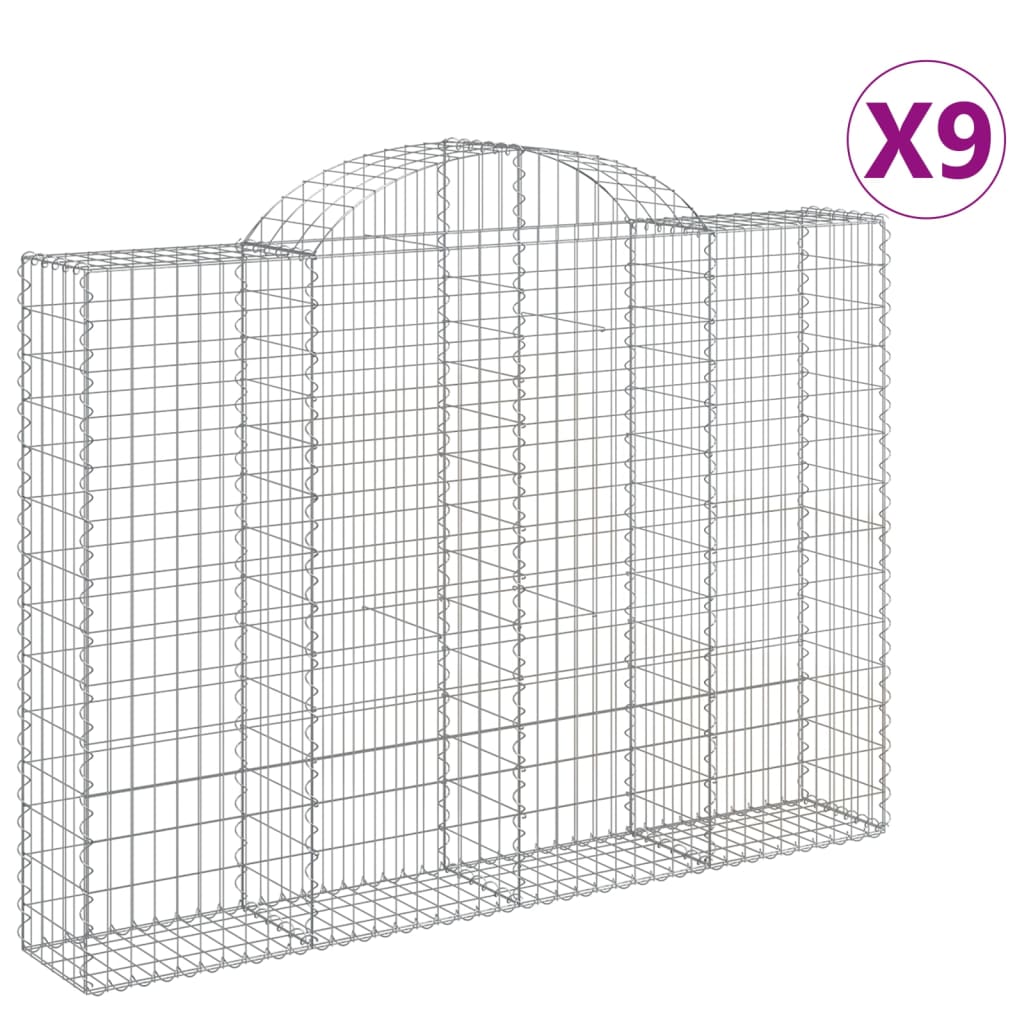 vidaXL Coșuri gabion arcuite 9 buc, 200x30x140/160cm, fier galvanizat vidaXL Coșuri gabion arcuite 9 buc, 200x30x140/160cm, fier galvanizat