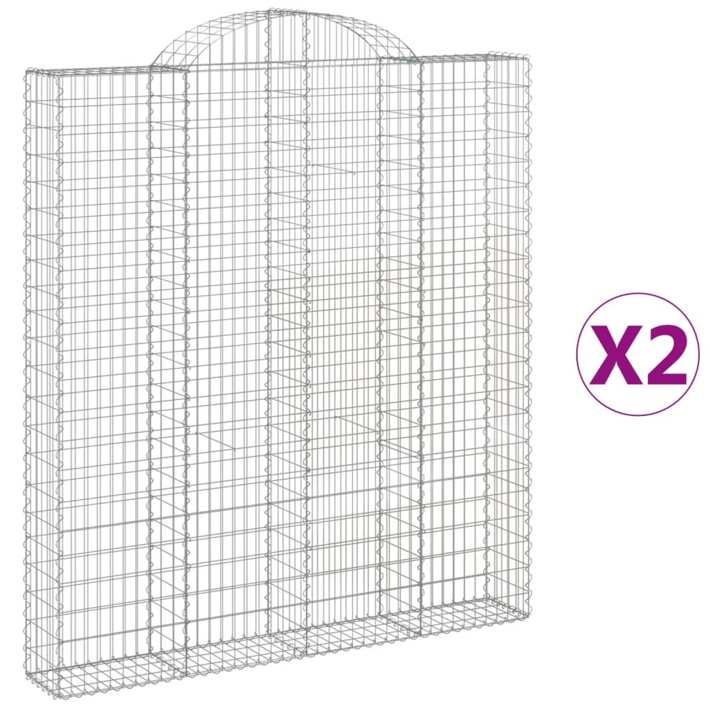 vidaXL Coșuri gabion arcuite, 2 buc 200x30x220/240cm, fier galvanizat