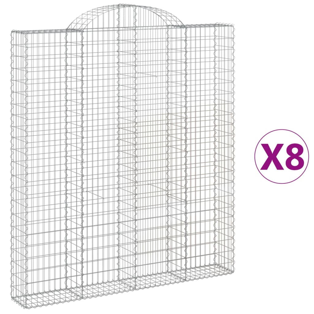 vidaXL Coșuri gabion arcuite,8 buc., 200x30x220/240cm, fier galvanizat