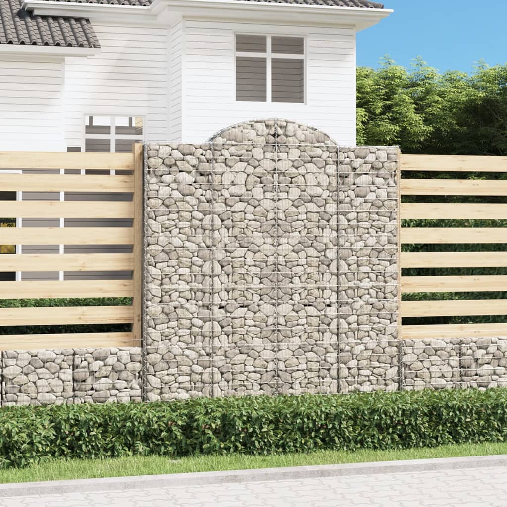 vidaXL Coșuri gabion arcuite,9 buc., 200x30x220/240cm, fier galvanizat