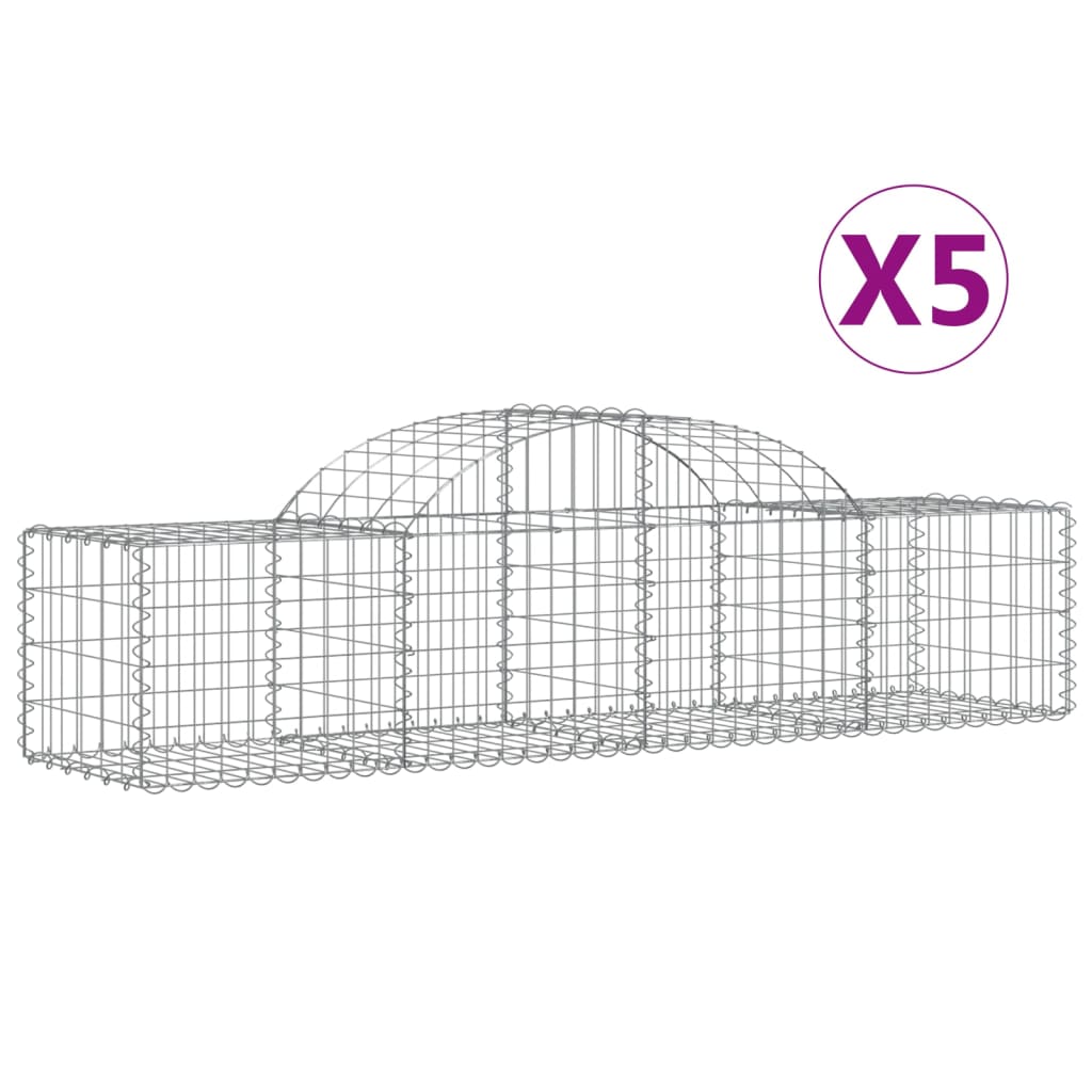 vidaXL Coșuri gabion arcuite 5 buc, 200x50x40/60 cm, fier galvanizat vidaXL Coșuri gabion arcuite 5 buc, 200x50x40/60 cm, fier galvanizat