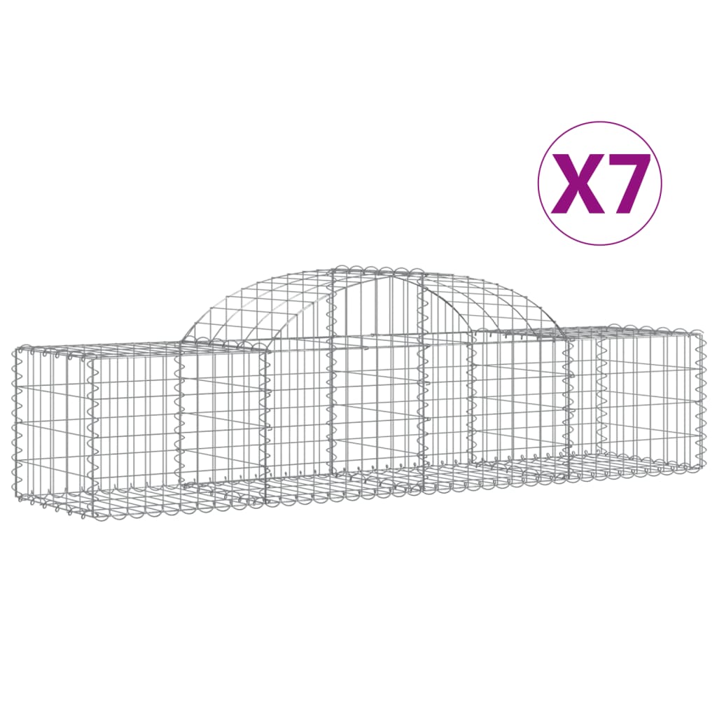 vidaXL Coșuri gabion arcuite 7 buc, 200x50x40/60 cm, fier galvanizat vidaXL Coșuri gabion arcuite 7 buc, 200x50x40/60 cm, fier galvanizat
