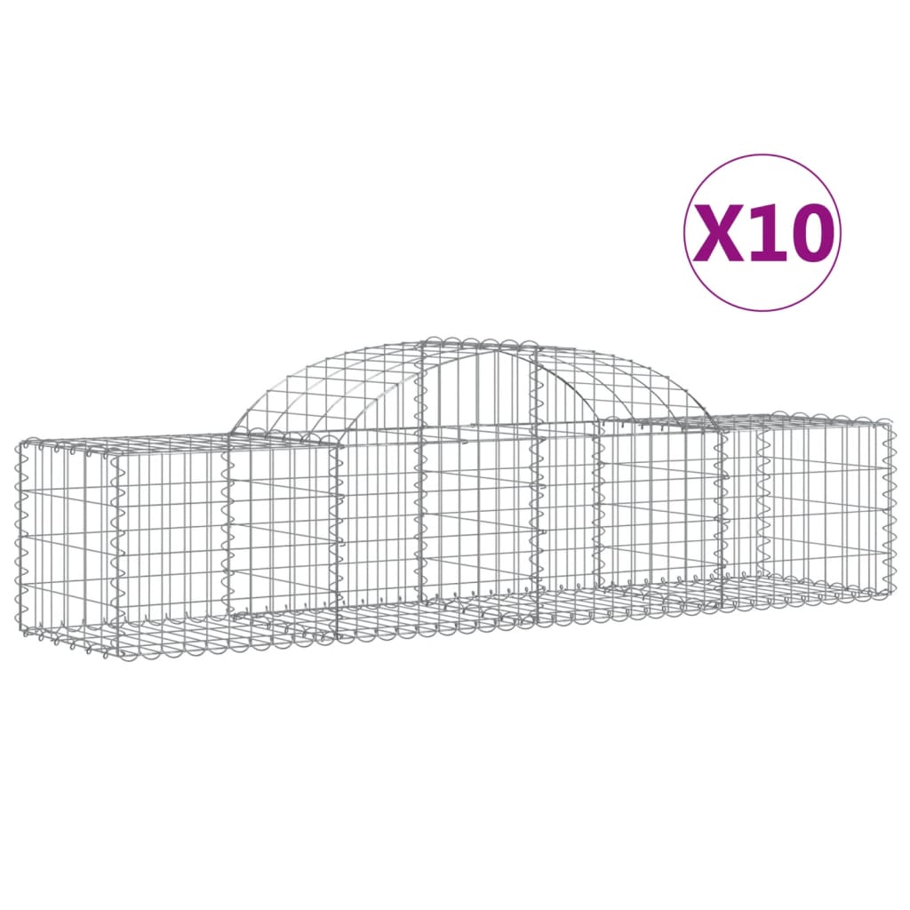 vidaXL Coșuri gabion arcuite 10 buc, 200x50x40/60 cm, fier galvanizat vidaXL Coșuri gabion arcuite 10 buc, 200x50x40/60 cm, fier galvanizat