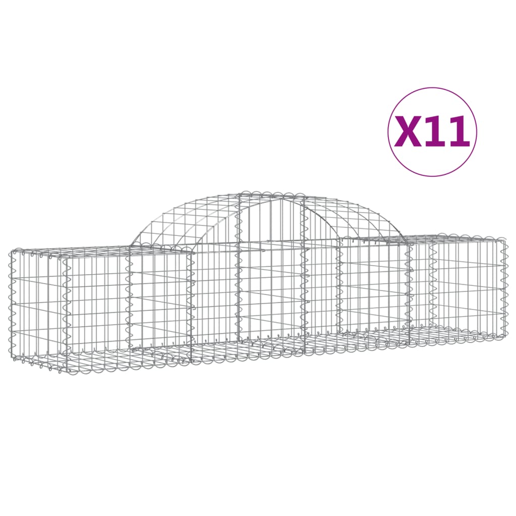 vidaXL Coșuri gabion arcuite 11 buc, 200x50x40/60 cm, fier galvanizat vidaXL Coșuri gabion arcuite 11 buc, 200x50x40/60 cm, fier galvanizat