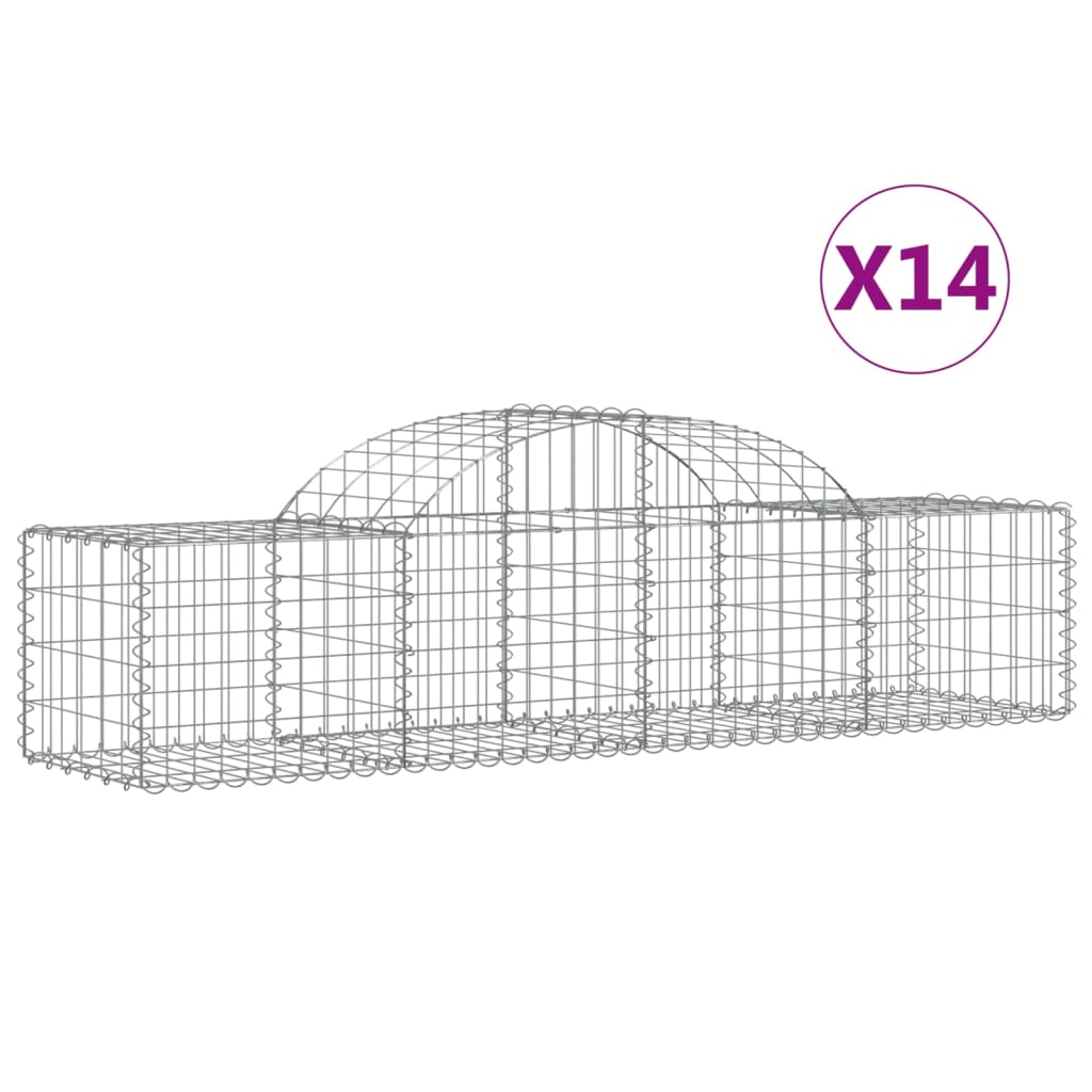 vidaXL Coșuri gabion arcuite 14 buc, 200x50x40/60 cm, fier galvanizat