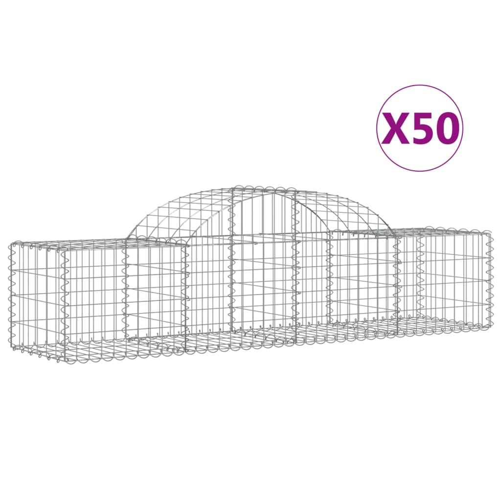 vidaXL Coșuri gabion arcuite 50 buc, 200x50x40/60 cm, fier galvanizat