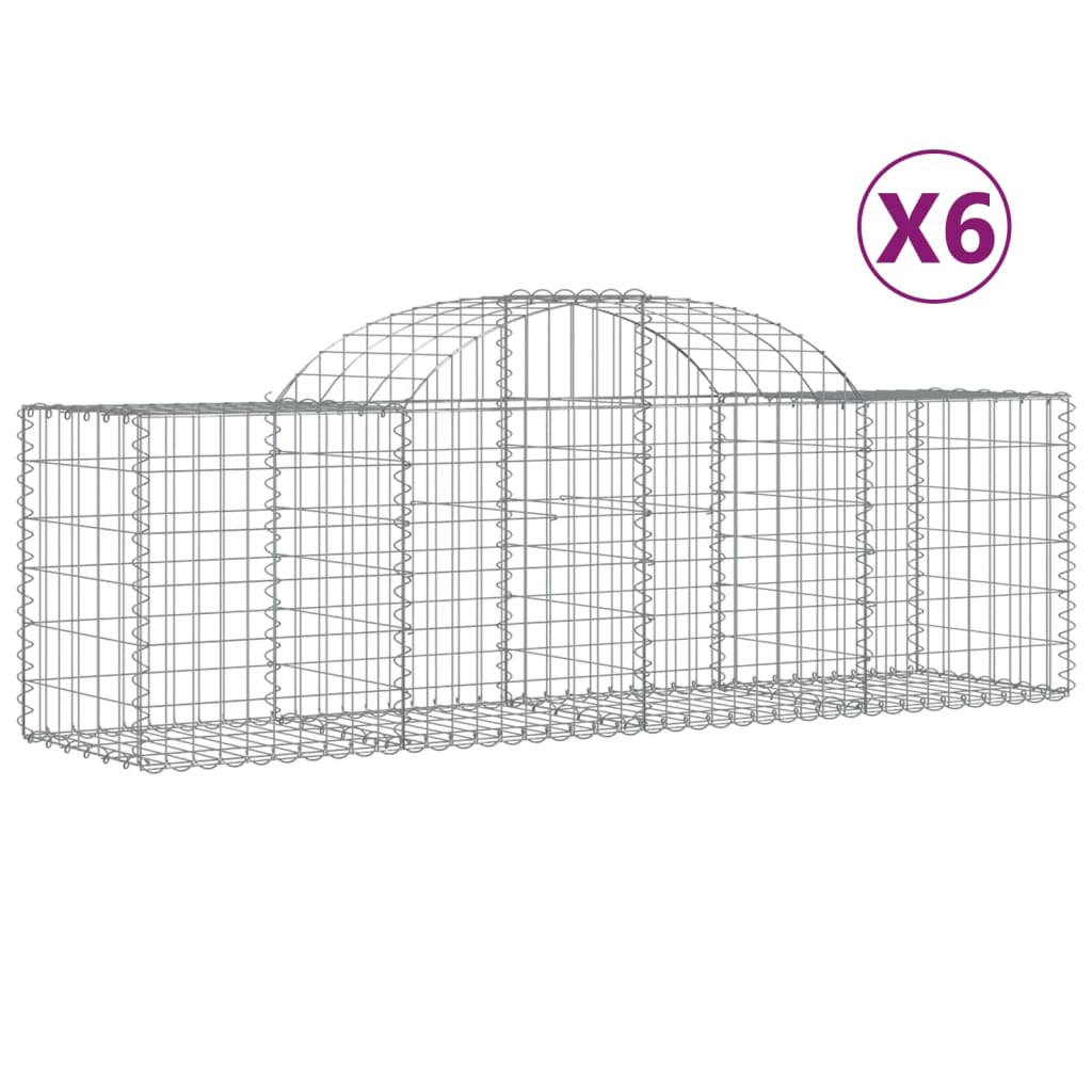 vidaXL Coșuri gabion arcuite 6 buc, 200x50x60/80 cm, fier galvanizat vidaXL Coșuri gabion arcuite 6 buc, 200x50x60/80 cm, fier galvanizat