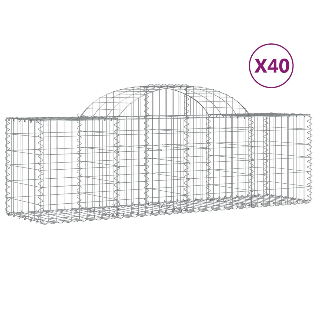 vidaXL Coșuri gabion arcuite 40 buc, 200x50x60/80 cm, fier galvanizat vidaXL Coșuri gabion arcuite 40 buc, 200x50x60/80 cm, fier galvanizat