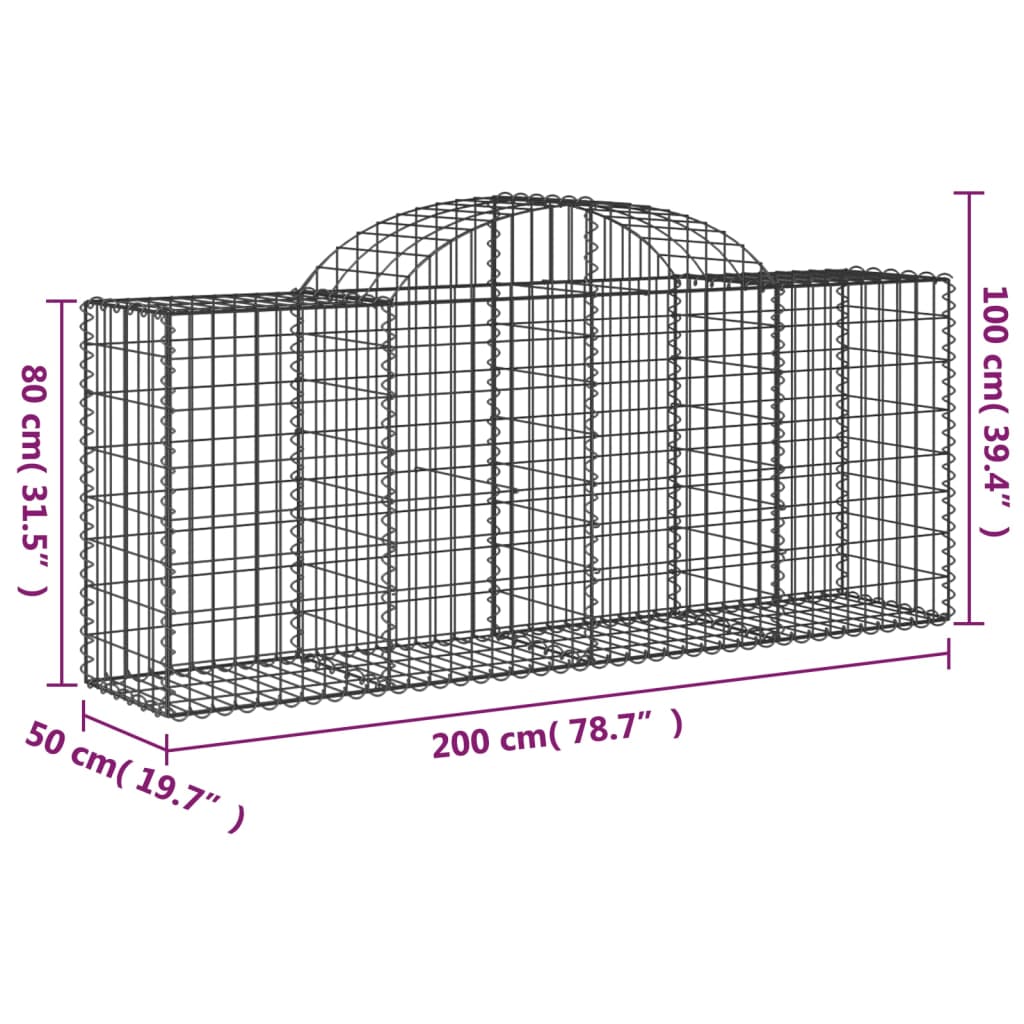 vidaXL Coșuri gabion arcuite 11 buc, 200x50x80/100 cm, fier galvanizat vidaXL Coșuri gabion arcuite 11 buc, 200x50x80/100 cm, fier galvanizat