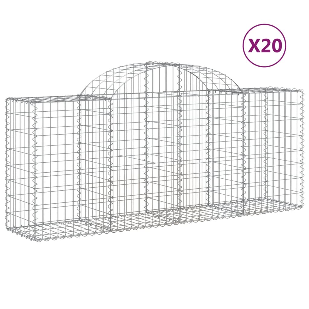 vidaXL Coșuri gabion arcuite 20 buc, 200x50x80/100 cm, fier galvanizat vidaXL Coșuri gabion arcuite 20 buc, 200x50x80/100 cm, fier galvanizat