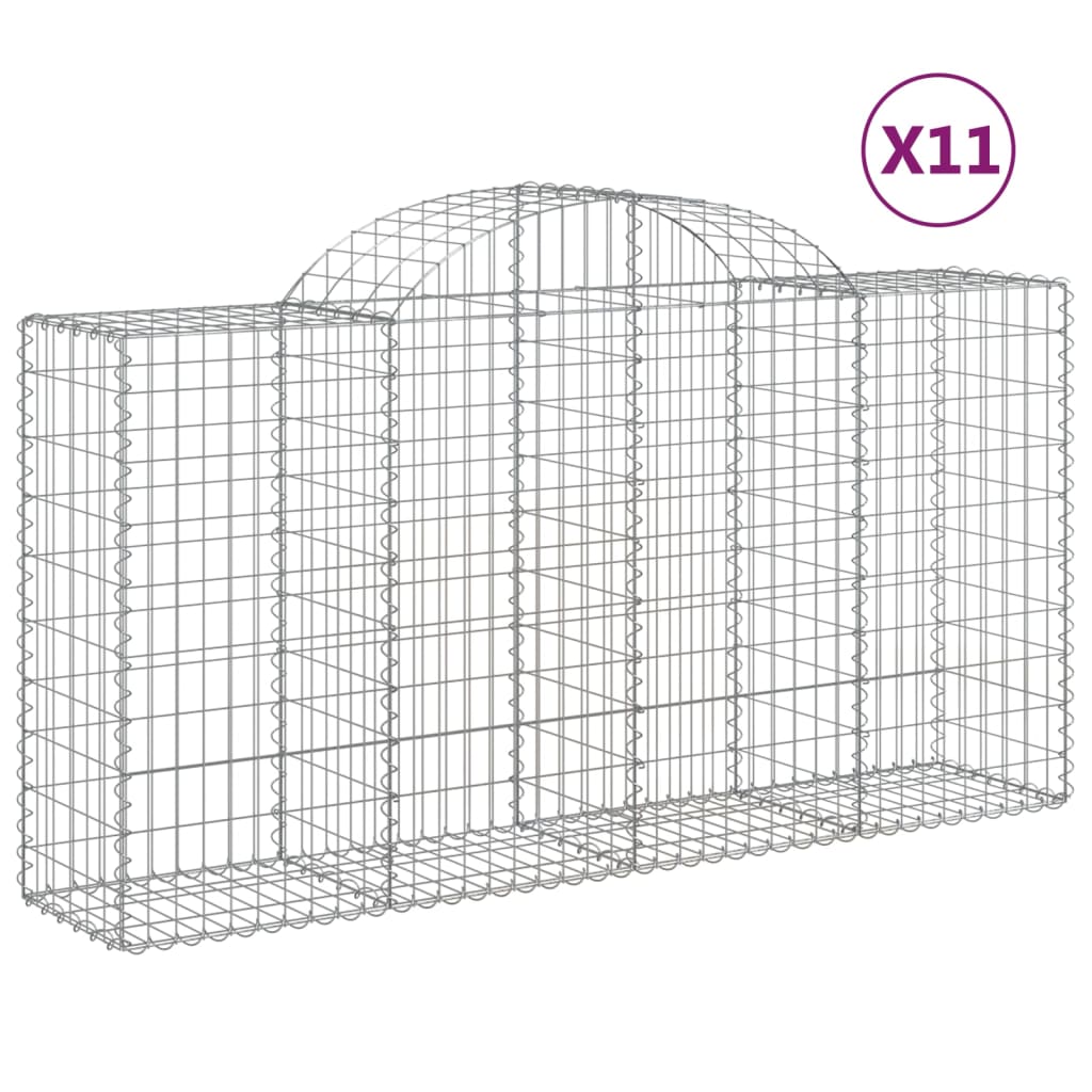 vidaXL Coșuri gabion arcuite 11 buc, 200x50x100/120cm, fier galvanizat vidaXL Coșuri gabion arcuite 11 buc, 200x50x100/120cm, fier galvanizat