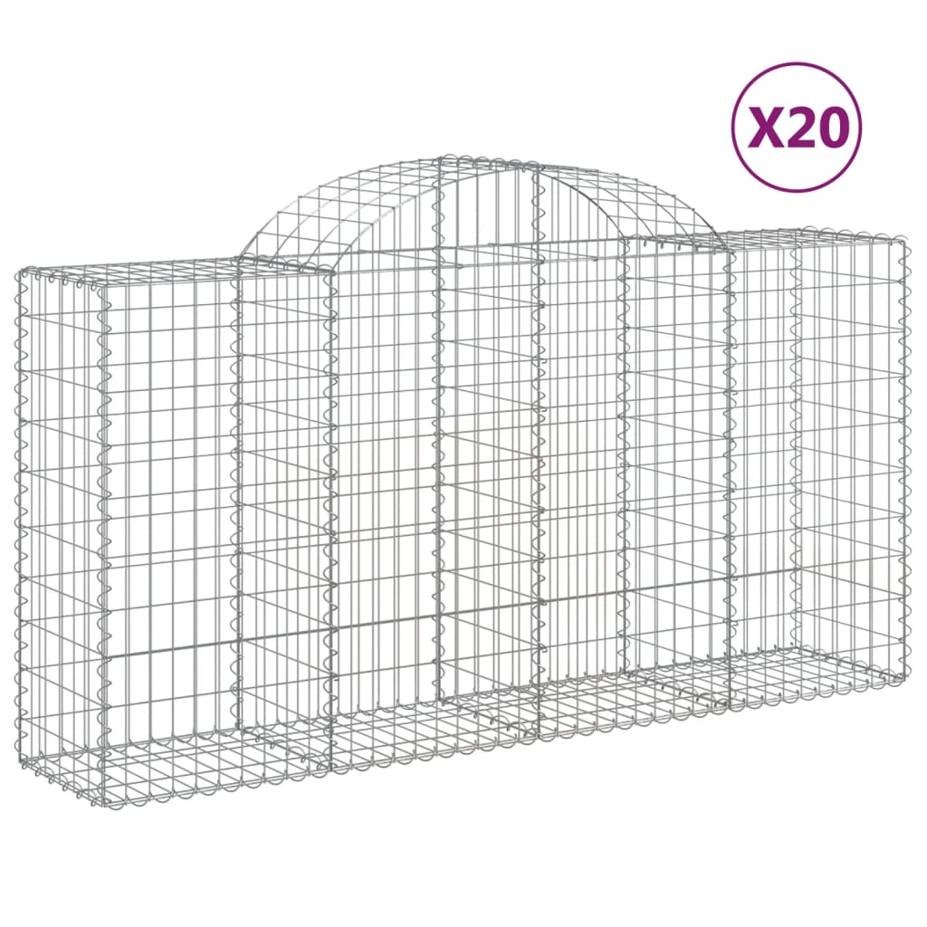 vidaXL Coșuri gabion arcuite 20 buc, 200x50x100/120cm, fier galvanizat vidaXL Coșuri gabion arcuite 20 buc, 200x50x100/120cm, fier galvanizat