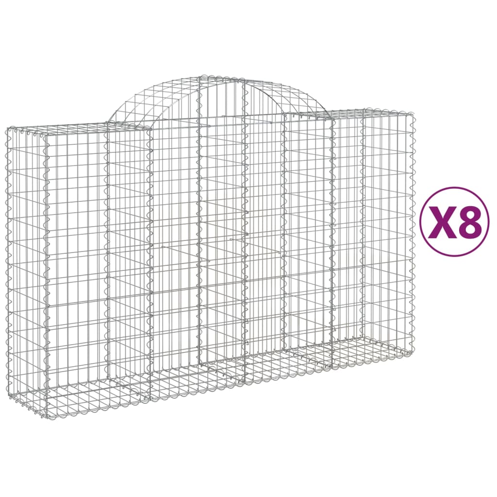 vidaXL Coșuri gabion arcuite 8 buc, 200x50x120/140 cm, fier galvanizat vidaXL Coșuri gabion arcuite 8 buc, 200x50x120/140 cm, fier galvanizat